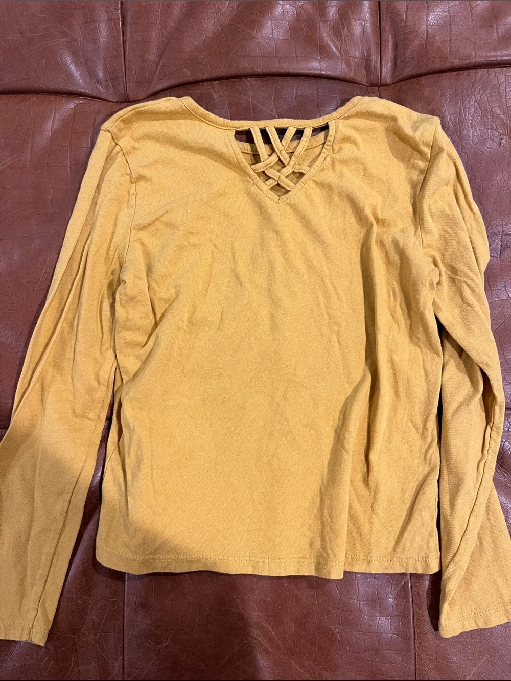 Old Navy Yellow Long-Sleeve Tee with Colorful Butterfly
